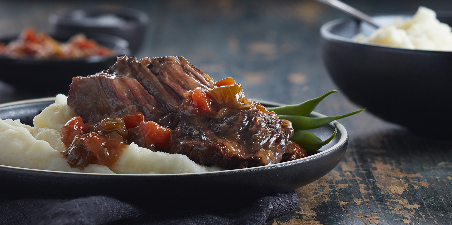 assiette de roti de palette de boeuf